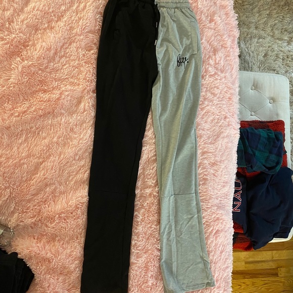 Black and gray patchwork flare pants - Picture 1 of 2